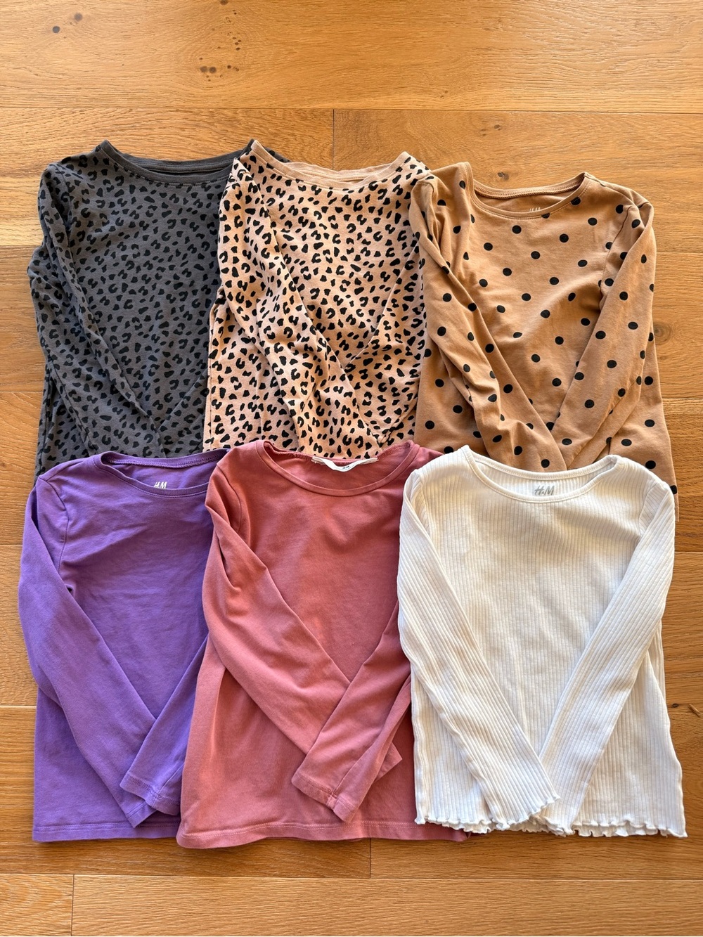 H&M Kids Long-Sleeve Tees - Black, Tan, Purple, Pink, Cream